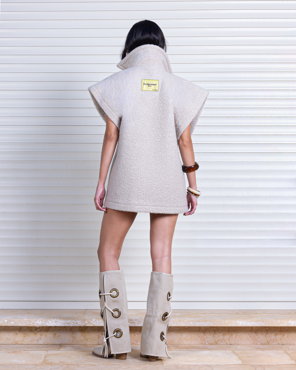 Belted Textured Wool Vest