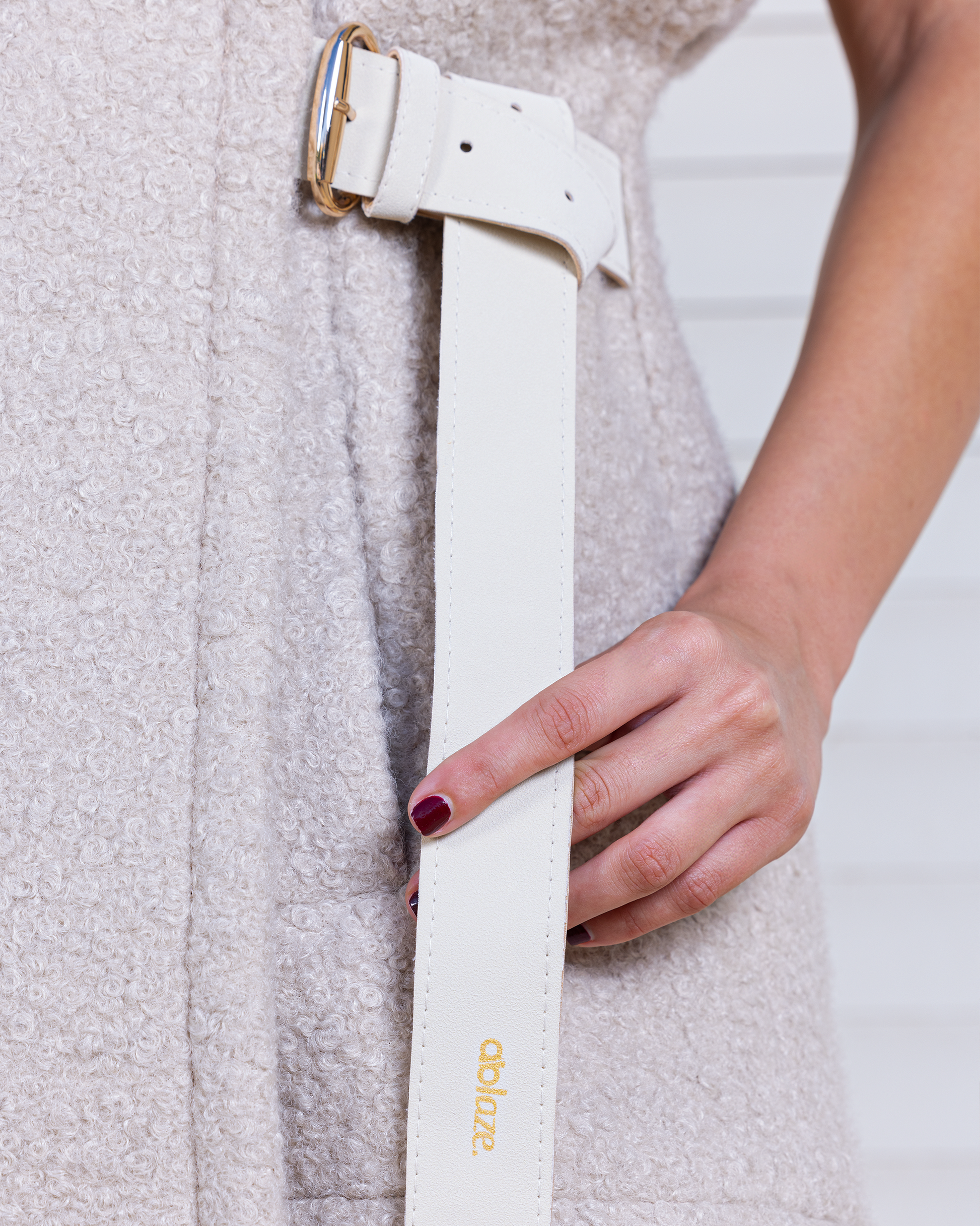 Belted Textured Wool Vest