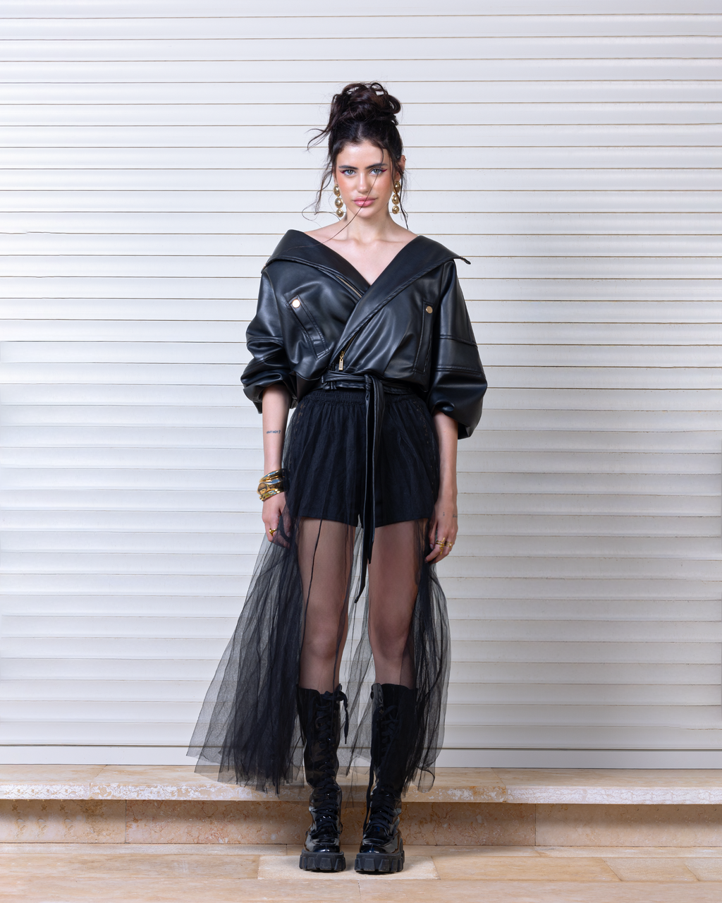 Ablaze Typo Leather Wrap Jacket