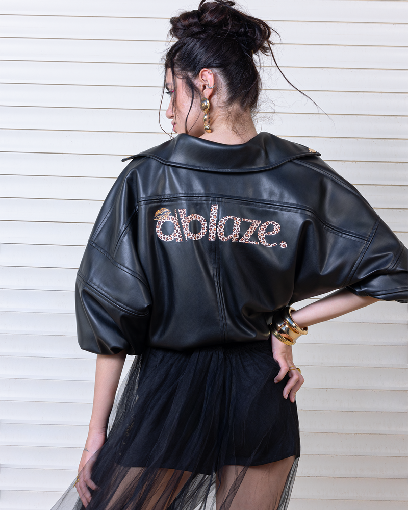 Ablaze Typo Leather Wrap Jacket