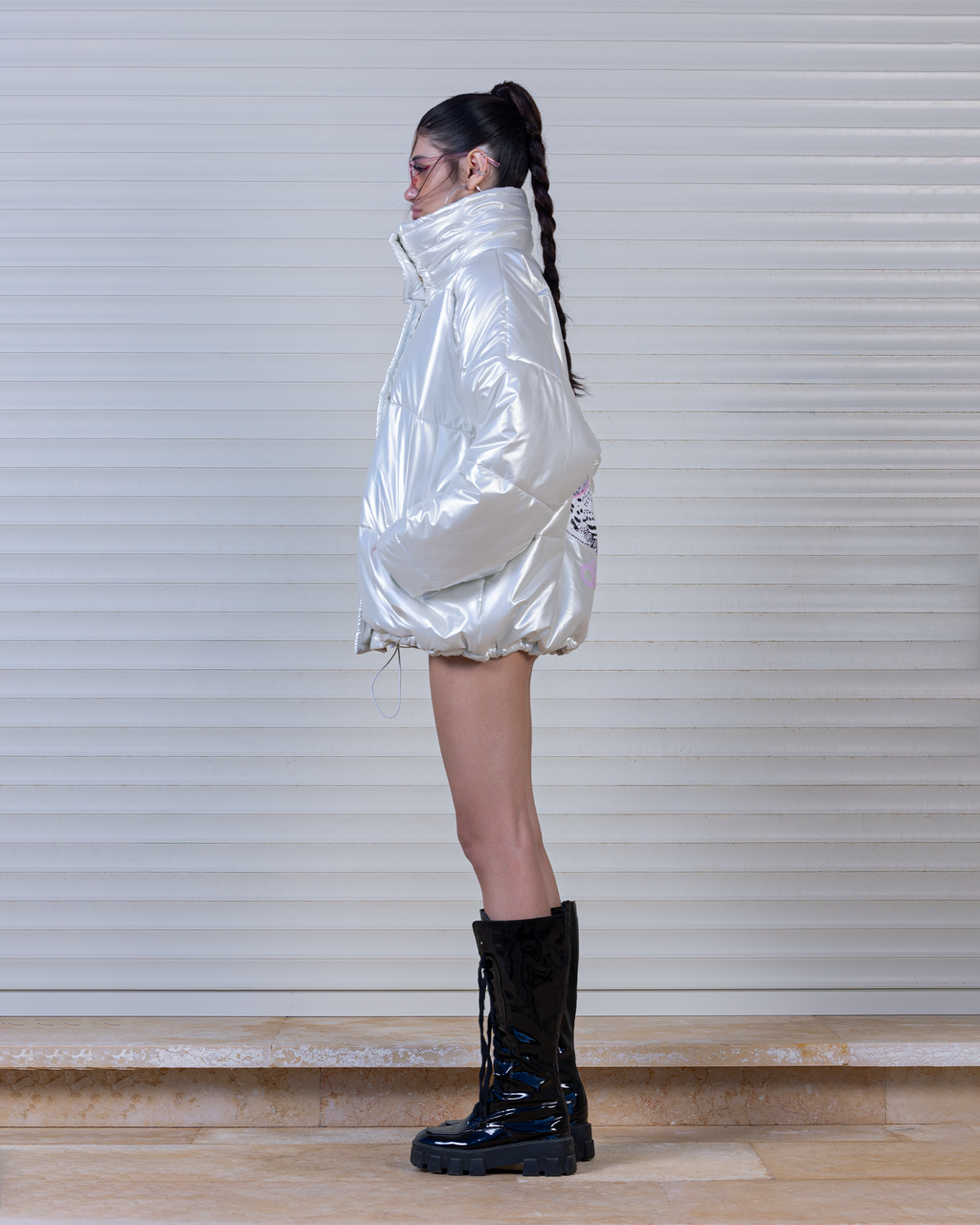 Metallic High-Neck Puffer
