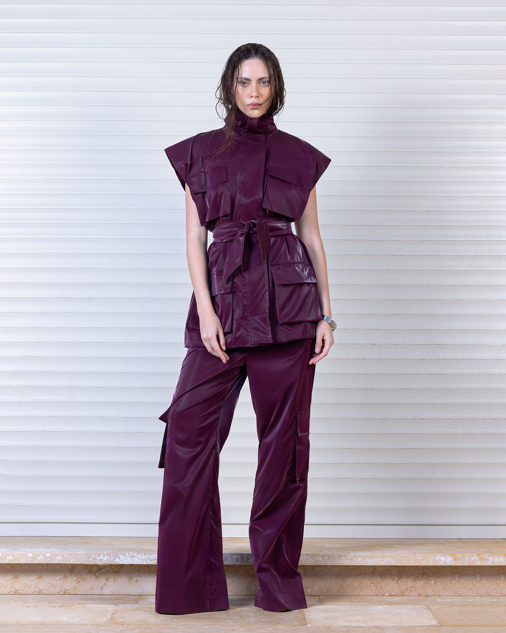 Purple Belted Vest and Cargo Set