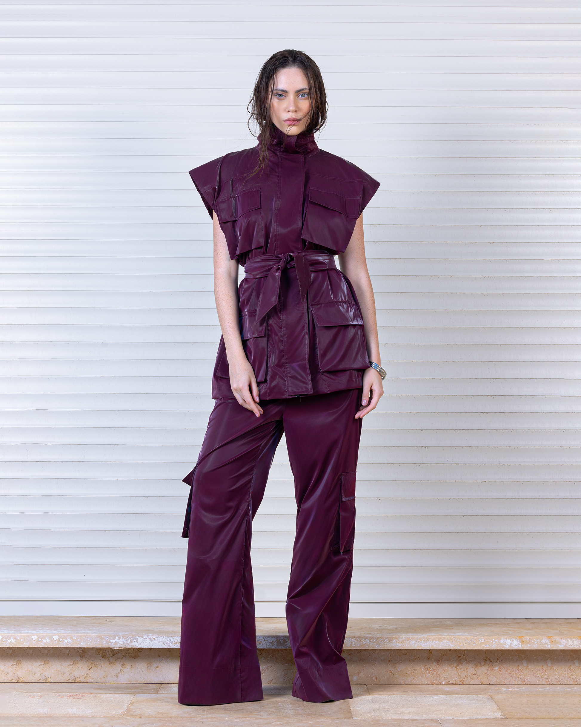 Purple Belted Vest and Cargo Set