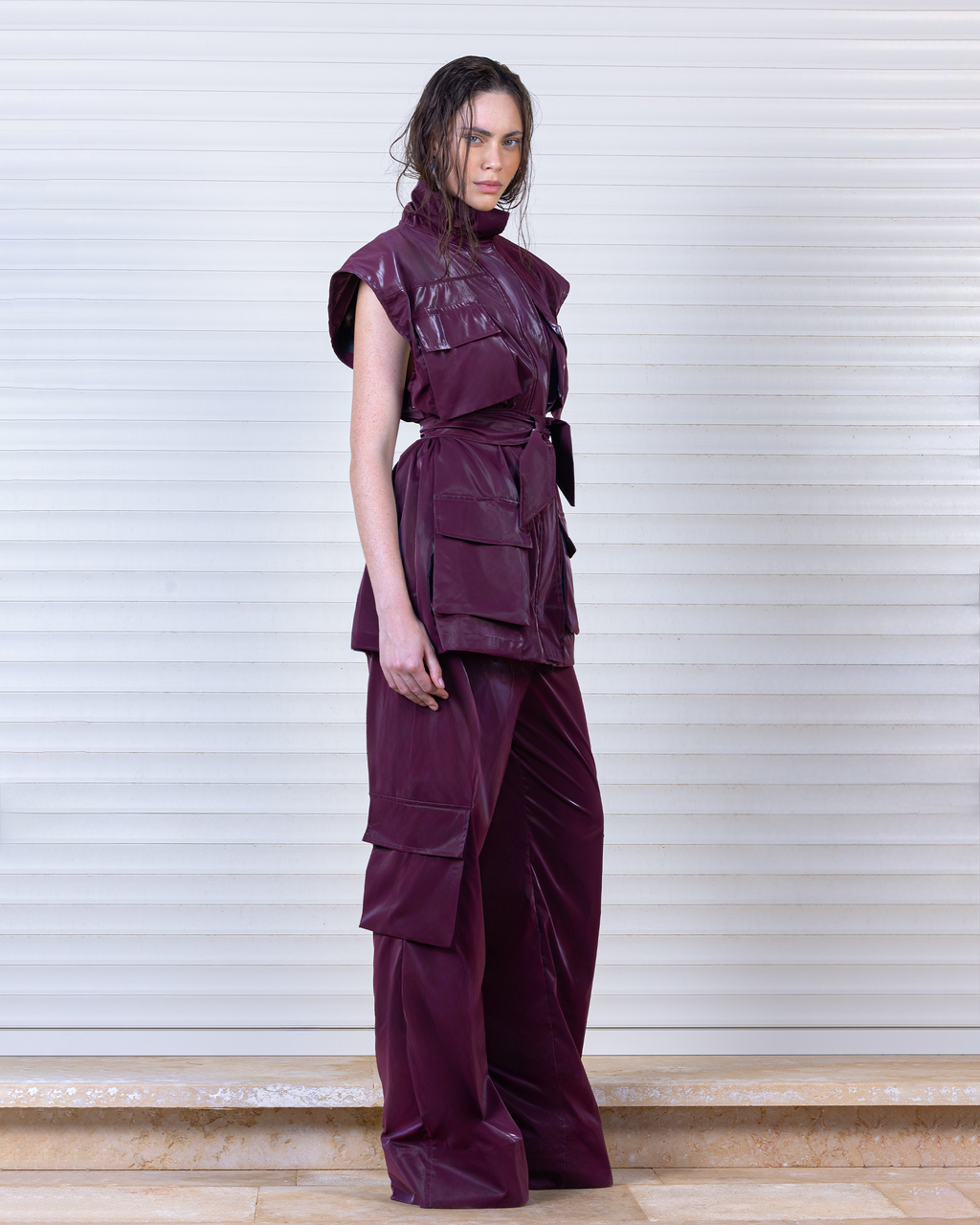 Purple Belted Vest and Cargo Set