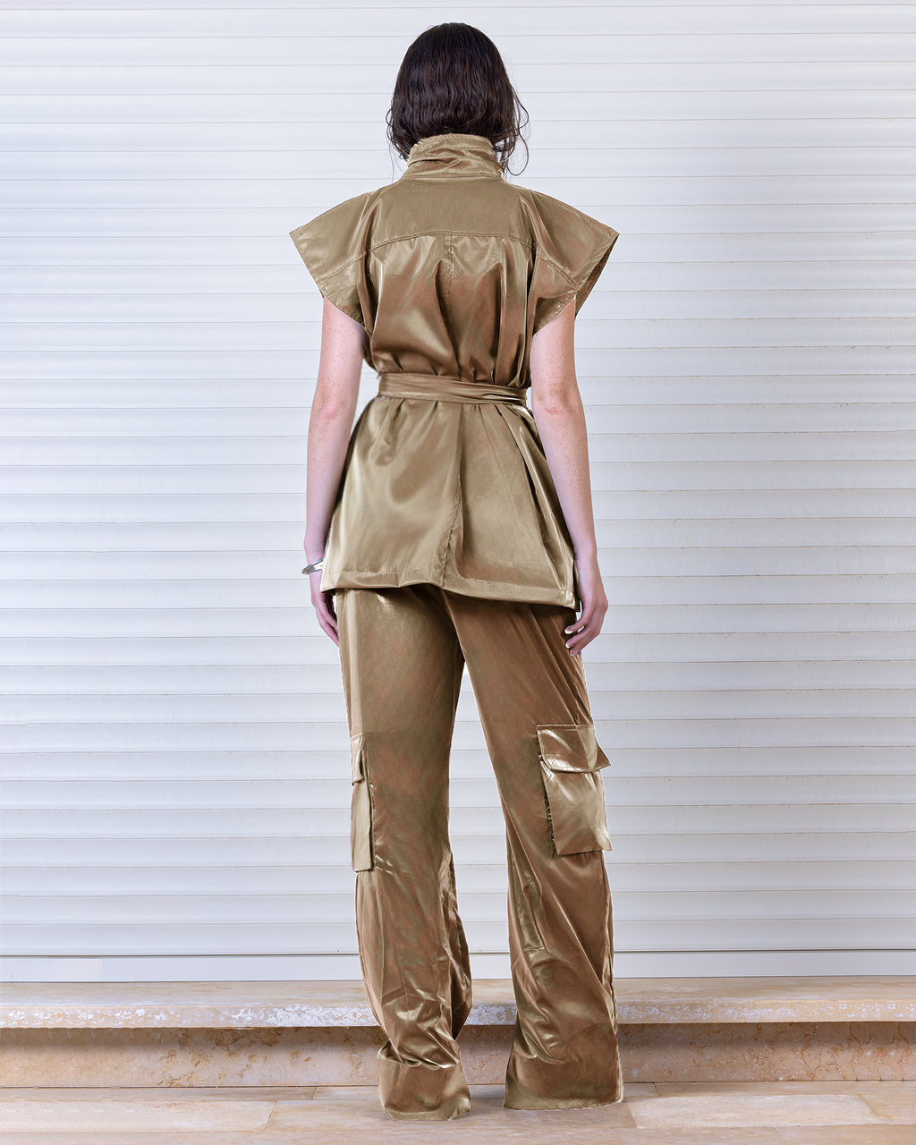 Champagne Belted Vest and Cargo Set